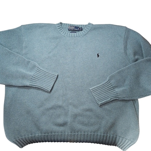 Polo Ralph Lauren Sweater Men XXL Blue Cotton Knit Heritage Holiday Preppy Dad - Picture 4 of 11